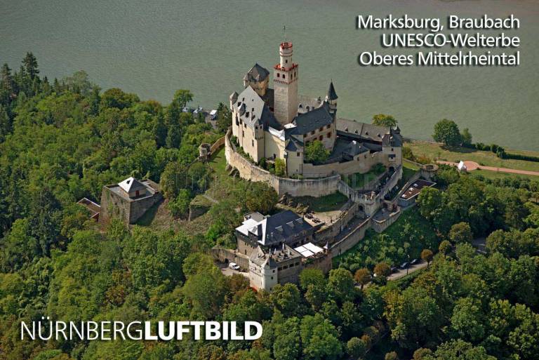 Marksburg, Braubach, Oberes Mittelrheintal, Luftaufnahme