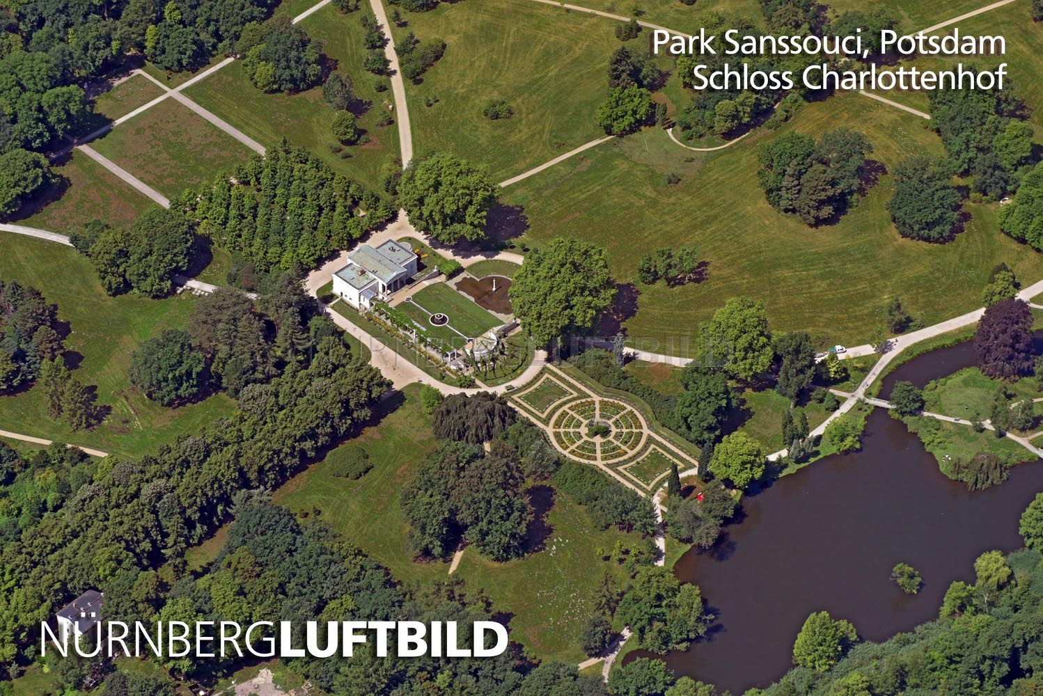 Park Sanssouci, Potsdam, Schloss Charlottenhof, Luftbild