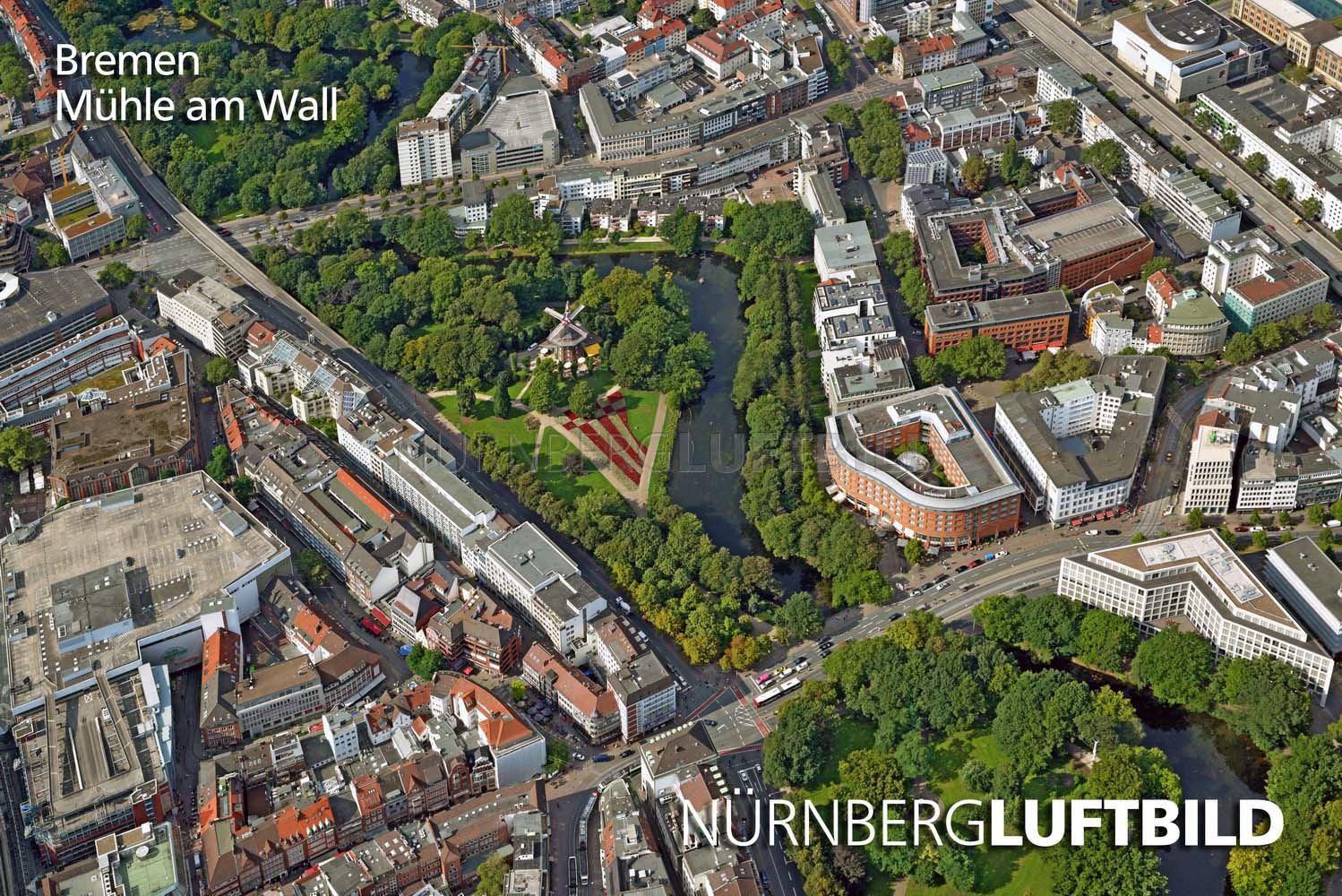 Bremen, Mühle am Wall, Luftaufnahme
