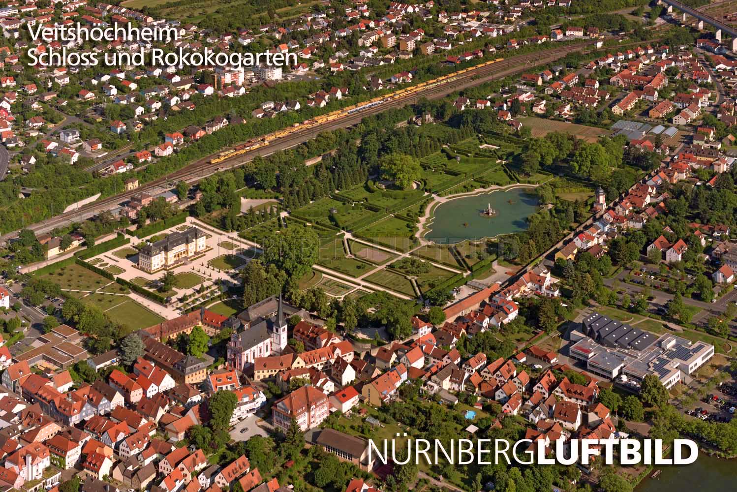 Veitshöchheim, Schloss und Rokokogarten, Luftaufnahme
