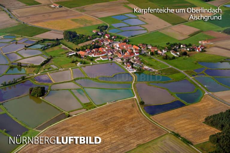 Teichlandschaft im Aischgrund, Luftaufnahme