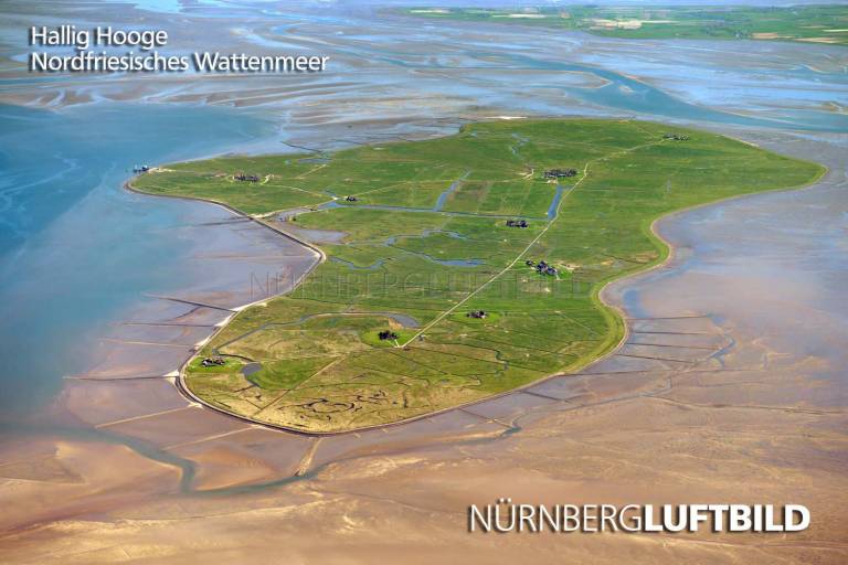 Hallig Hooge, Nordfriesisches Wattenmeer, Luftbild