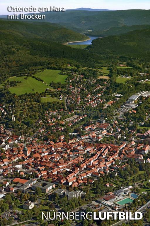 Osterode am Harz mit Brocken, Luftaufnahme