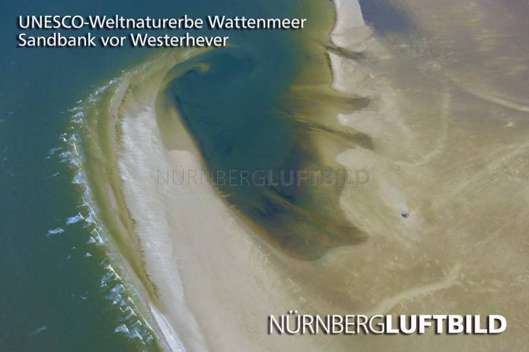 Sandbank vor Westerhever, UNESCO-Weltnaturerbe Wattenmeer, Luftaufnahme