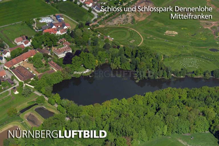 Schloss und Schlosspark Dennenlohe, Luftbild