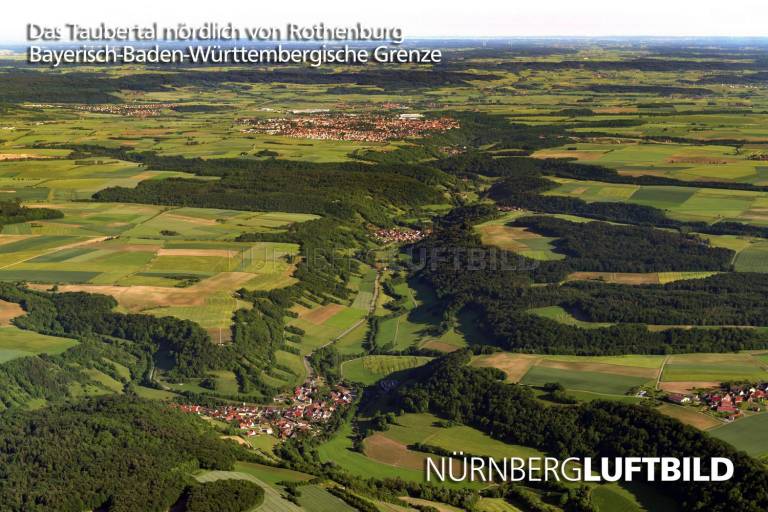 Das Taubertal nördlich von Rothenburg, Bayerisch-Baden-Württembergische Grenze
