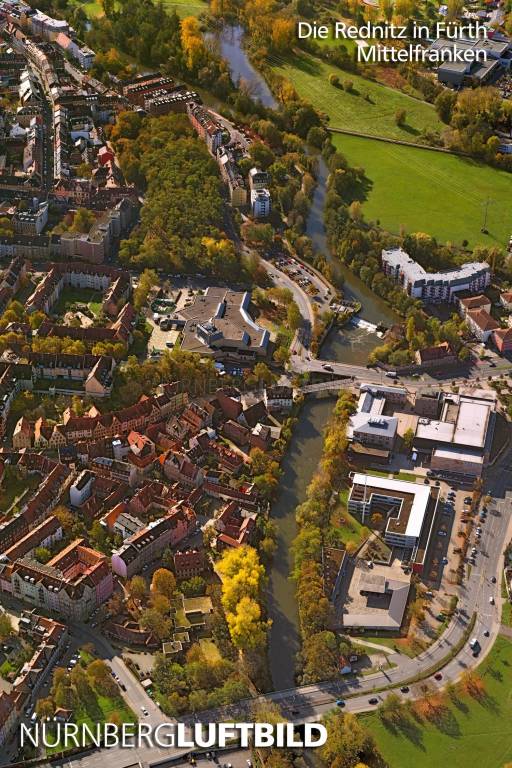 Die Rednitz in Fürth, Mittelfranken