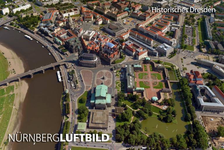 Historisches Dresden, Sachsen, Luftbild
