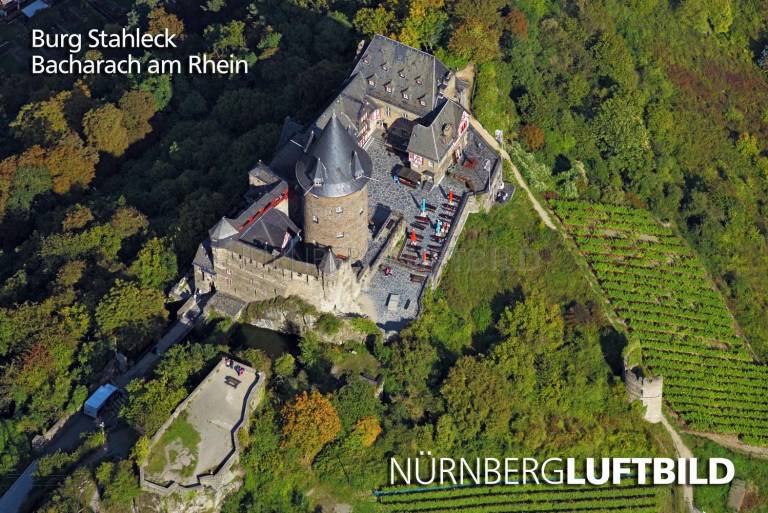 Burg Stahleck, Bacharach am Rhein, Luftbild