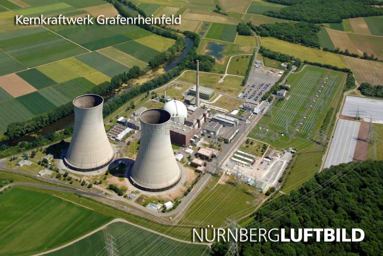 Kernkraftwerk Grafenrheinfeld von Südwesten, Luftaufnahme