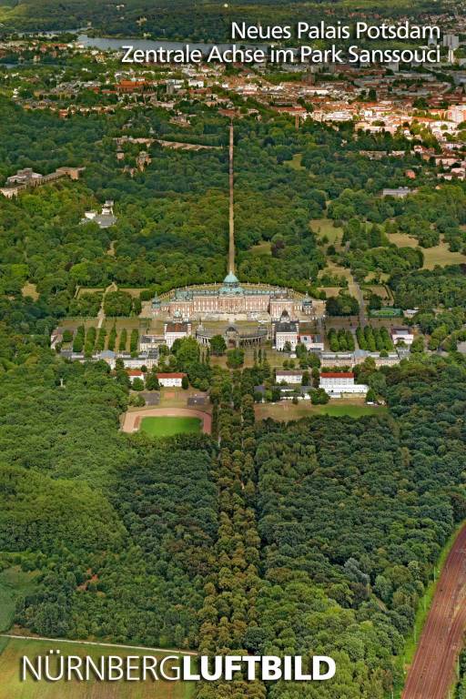 Neues Palais Potsdam, Zentrale Achse im Park Sanssouci, Luftbild