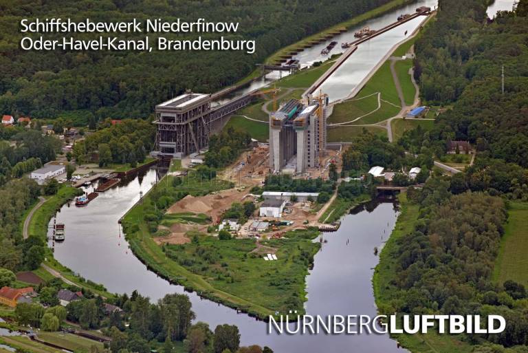 Schiffshebewerk Niederfinow, Oder-Havel-Kanal, Luftbild