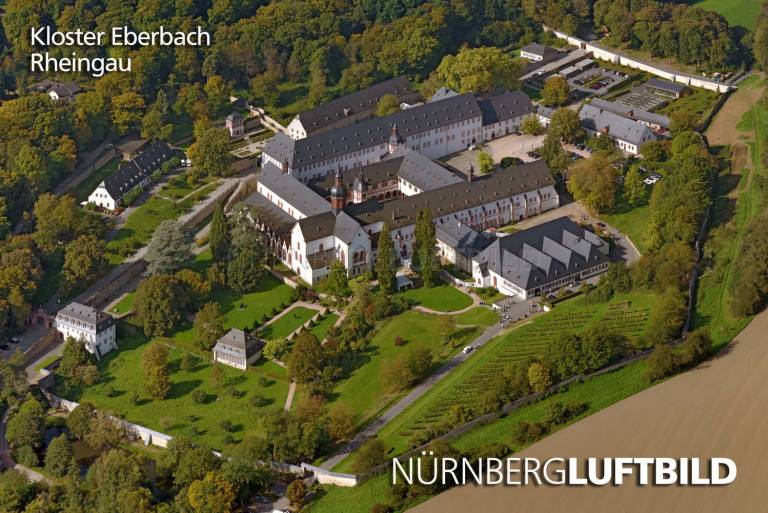 Kloster Eberbach, Rheingau, Luftaufnahme