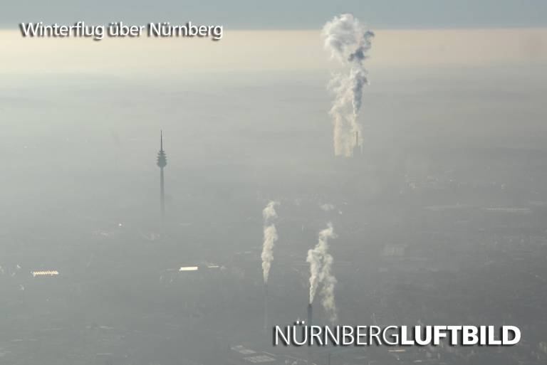 Winterflug über Nürnberg, Luftaufnahme