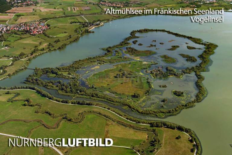 Altmühlsee im Fränkischen Seenland, Vogelinsel, Luftbild
