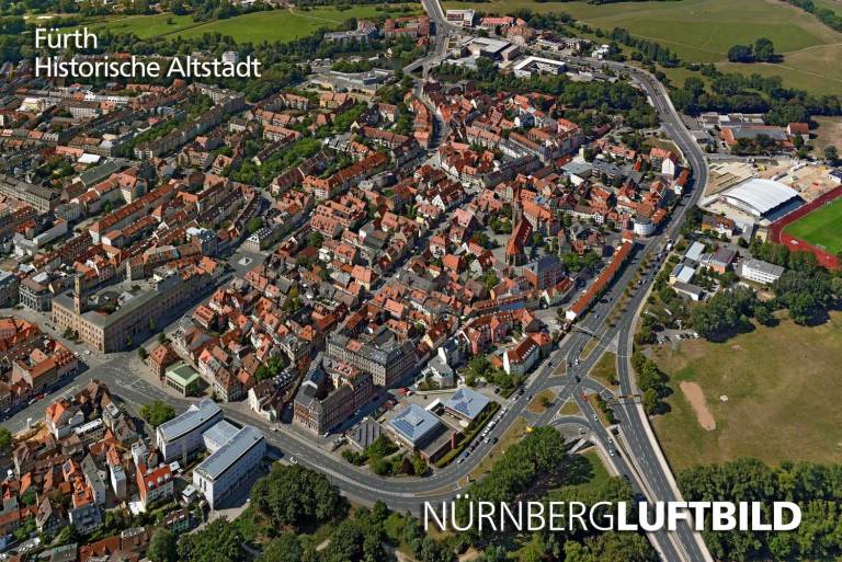 Fürth, Historische Altstadt, Luftbild