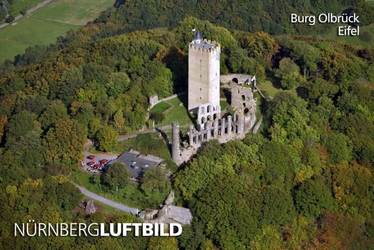 Burg Olbrück, Eifel, Luftaufnahme