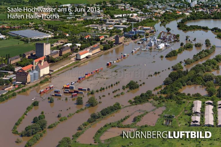 Saale-Hochwasser am 6. Juni 2013, Hafen Halle-Trotha
