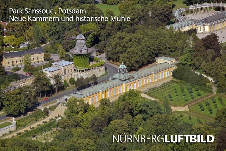 Park Sanssouci, Neue Kammern und historische Mühle, Luftbild
