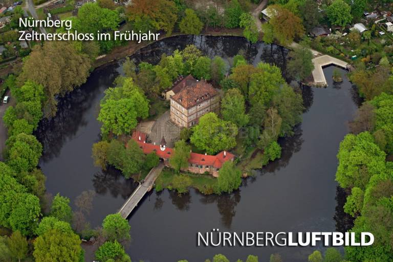 Zeltnerschloss im Frühjahr, Nürnberg, Luftaufnahme