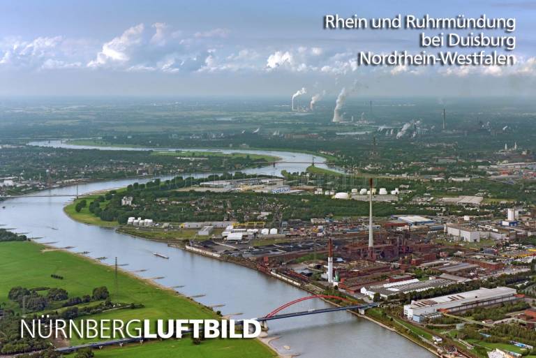 Rhein und Ruhrmündung bei Duisburg, Luftaufnahme