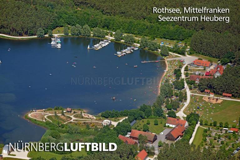 Rothsee, Mittelfranken, Seezentrum Heuberg, Luftaufnahme