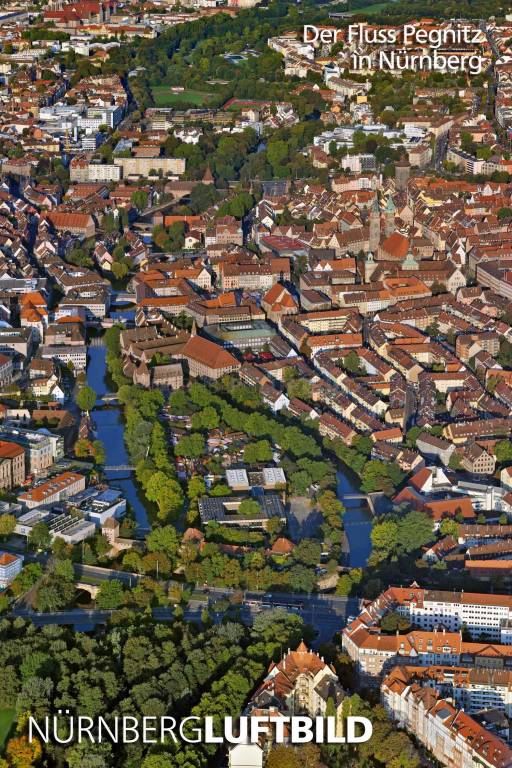 Der Fluss Pegnitz in Nürnberg, Luftaufnahme