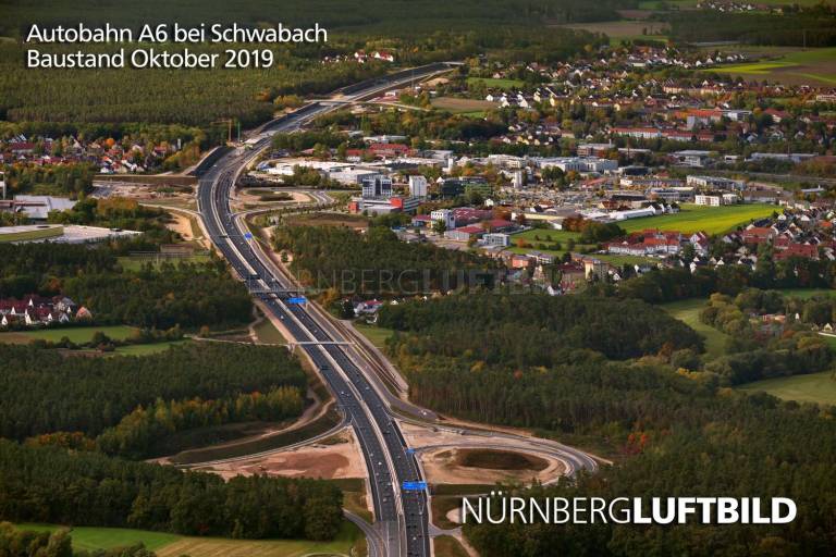 Autobahn A6 bei Schwabach, Baustand Oktober 2019