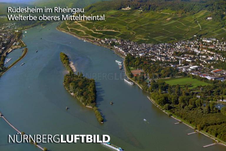 Rüdesheim im Rheingau, Welterbe oberes Mittelrheintal, Luftaufnahme