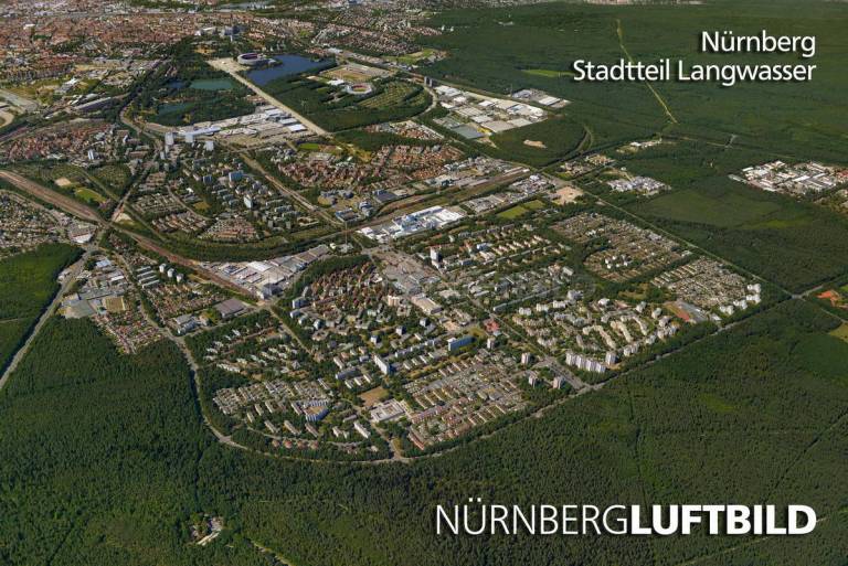 Nürnberg, Luftaufnahme des Stadtteils Langwasser