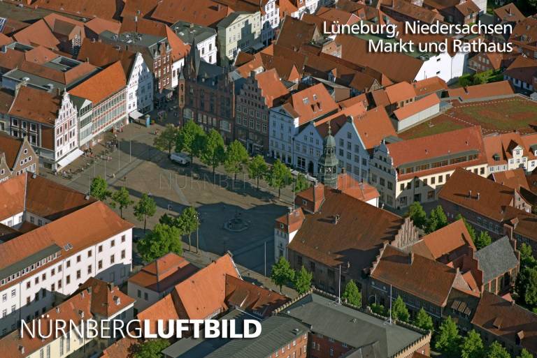 Lüneburg, Markt und Rathaus, Luftaufnahme