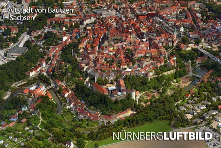 Altstadt von Bautzen in Sachsen, Luftaufnahme