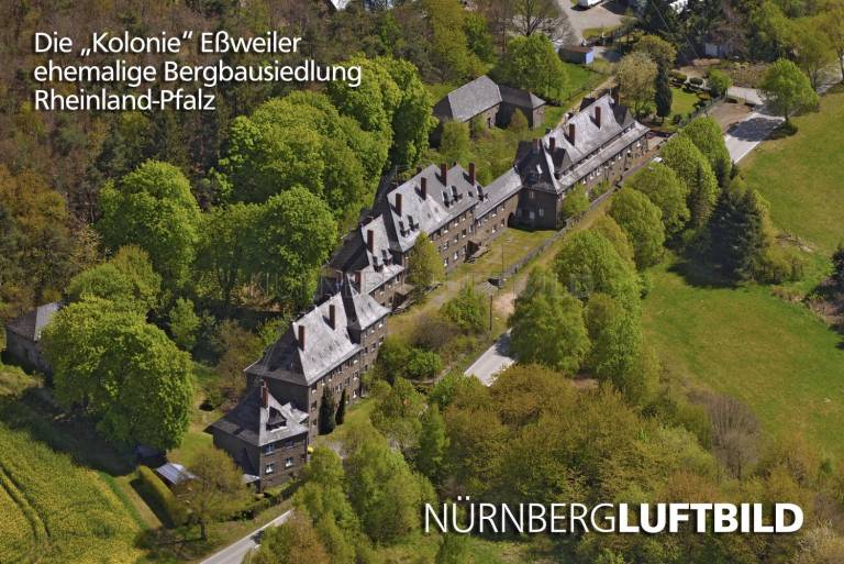 Die "Kolonie" Eßweiler, ehemalige Bergbausiedlung, LuftbildDie "Kolonie" Eßweiler, ehemalige Bergbausiedlung, Luftbild