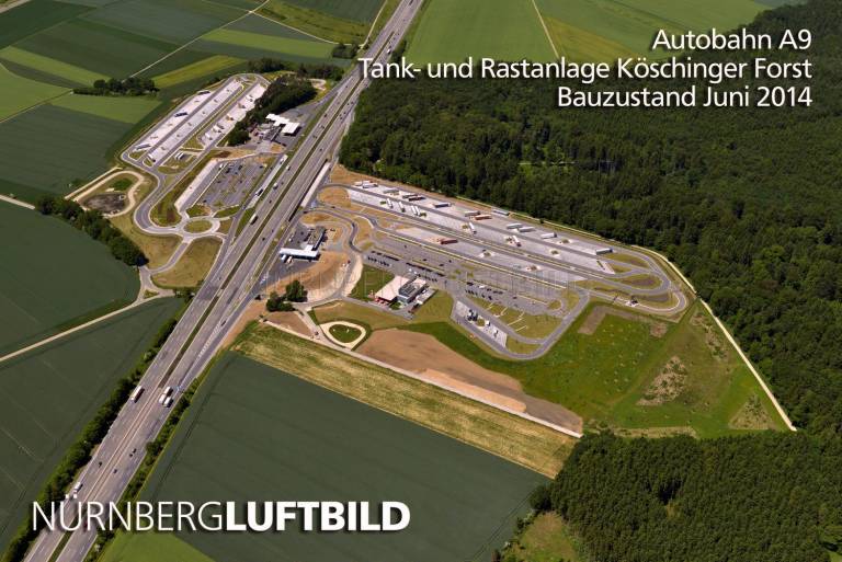Autobahn A9, Tank- und Rastanlage Köschinger Forst, Bauzustand Juni 2014