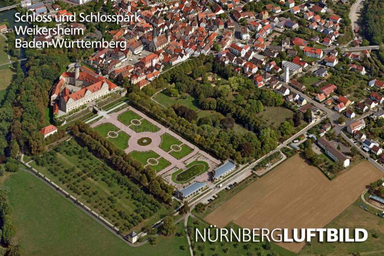 Schloss und Schlosspark Weikersheim, Luftaufnahme
