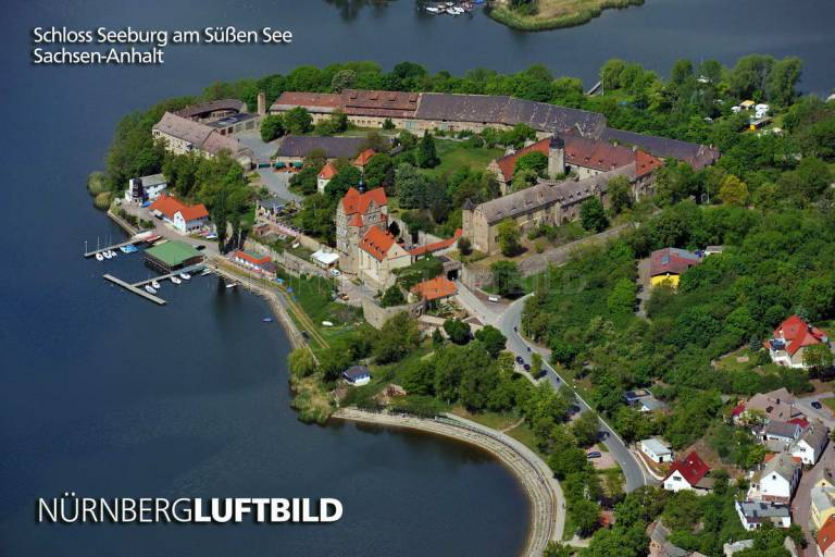 Schloss Seeburg am Süßen See in Sachsen-Anhalt, Luftbild