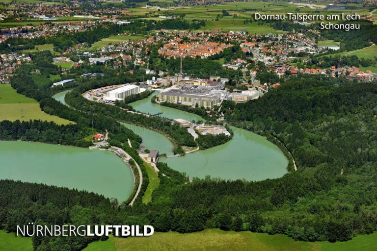 Dornau-Talsperre am Lech, Schongau, Luftaufnahme