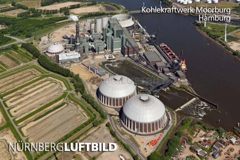 Kohlekraftwerk Moorburg, Hamburg, Luftaufnahme