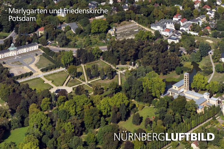 Marlygarten und Friedenskirche, Potsdam, Luftbild