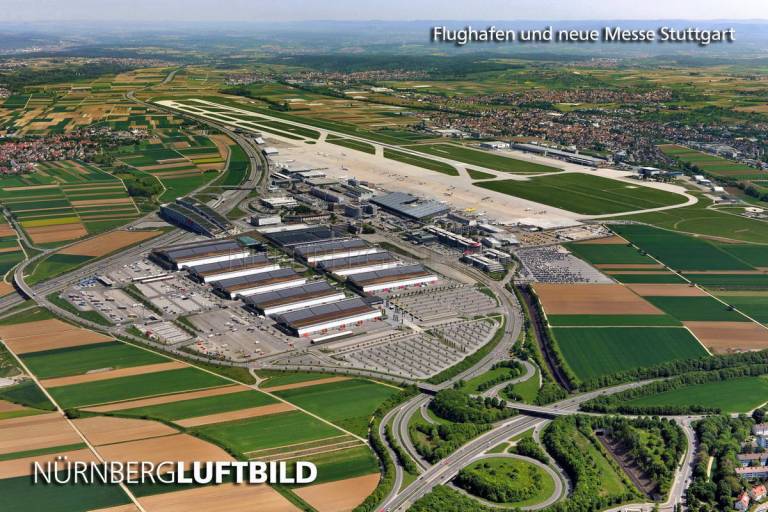 Flughafen und neue Messe in Stuttgart, Luftaufnahme