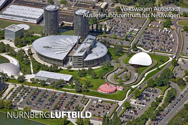 Volkswagen Autostadt, Auslieferungszentrum für Neuwagen, Luftbild