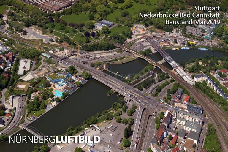 Stuttgart, Neckarbrücke Bad Cannstatt, Baustand Mai 2019