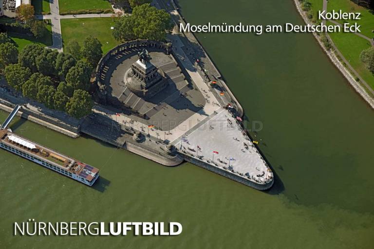 Koblenz, Moselmündung am Deutschen Eck, Luftaufnahme, Luftbild