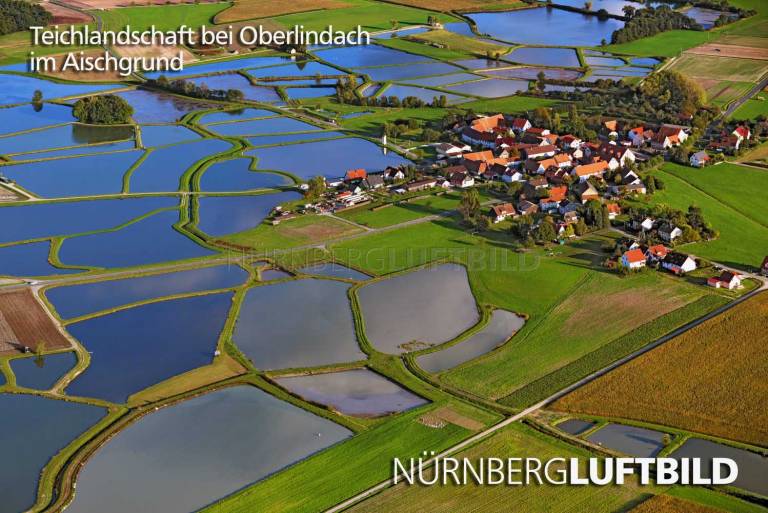 Teichlandschaft im Aischgrund, Luftaufnahme