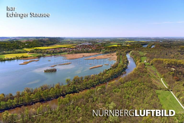 Isar, Echinger Stausee, Luftaufnahme