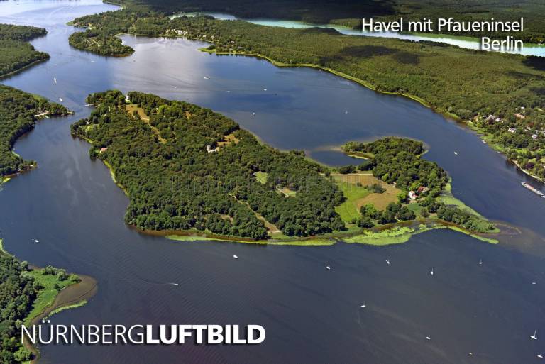 Havel mit Pfaueninsel, Luftaufnahme