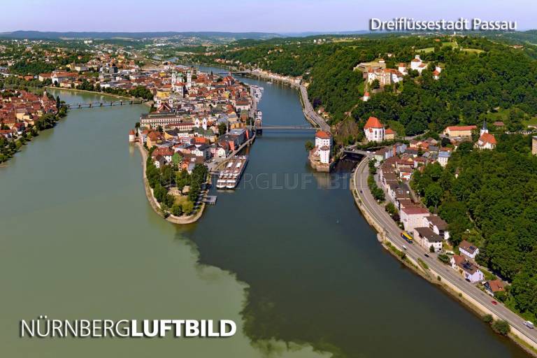 Dreiflüssestadt Passau, Luftaufnahme