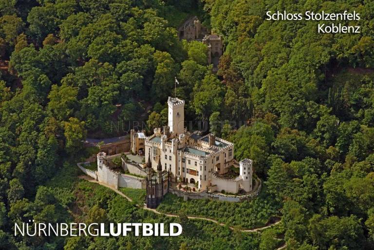Schloss Stolzenfels, Koblenz, Luftaufnahme