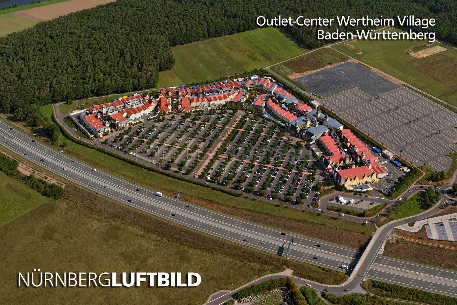 Wertheim Village, Outlet Center, Autobahn A3, Luftaufnahme
