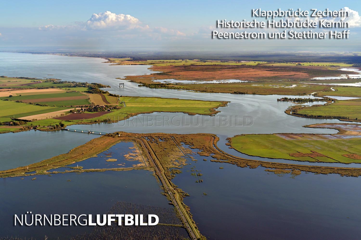 Klappbrücke Zecherin, Historische Hubbrücke Karnin, Peenestrom und Stettiner Haff